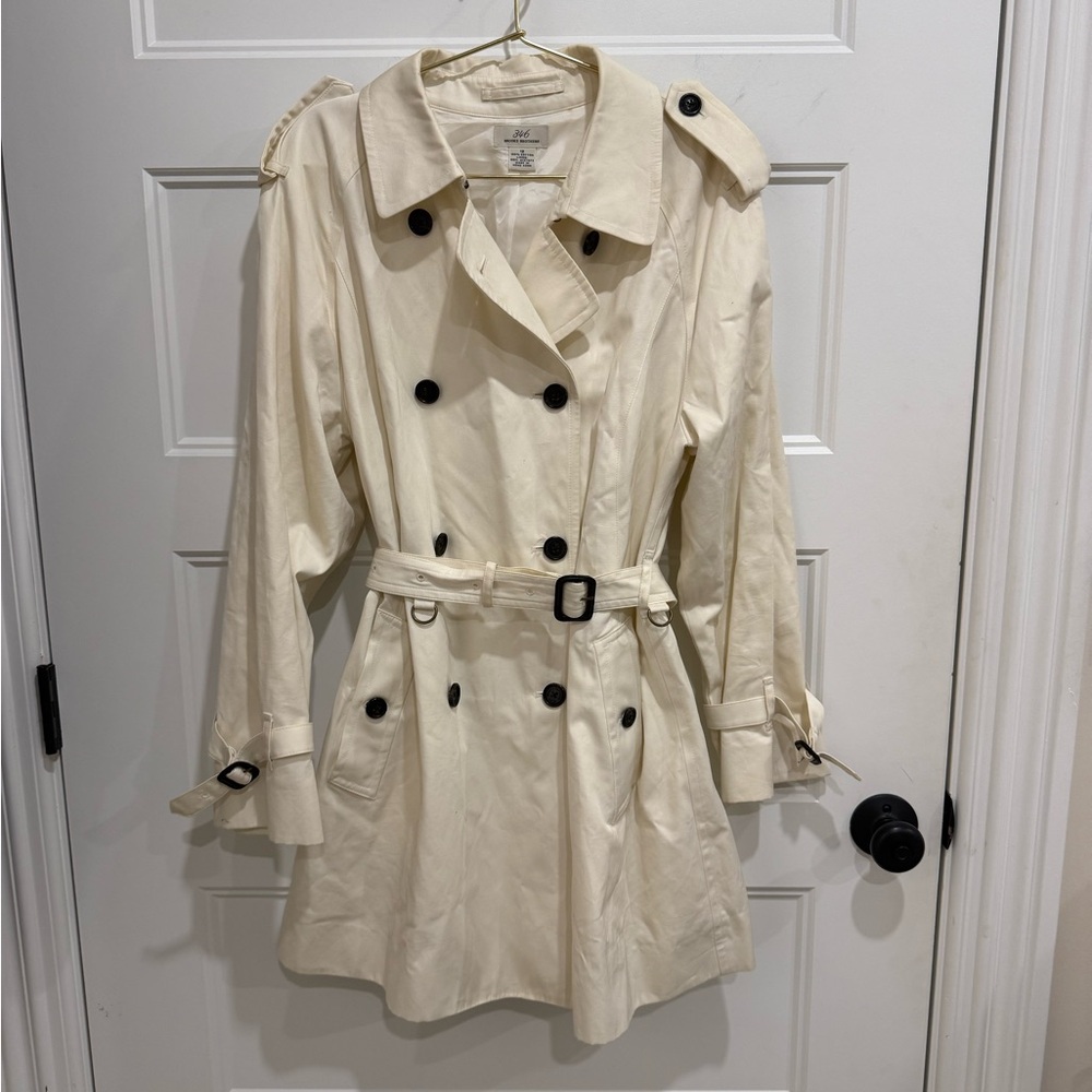 Brooks Brothers Cream Double-Breasted Trench Coat
